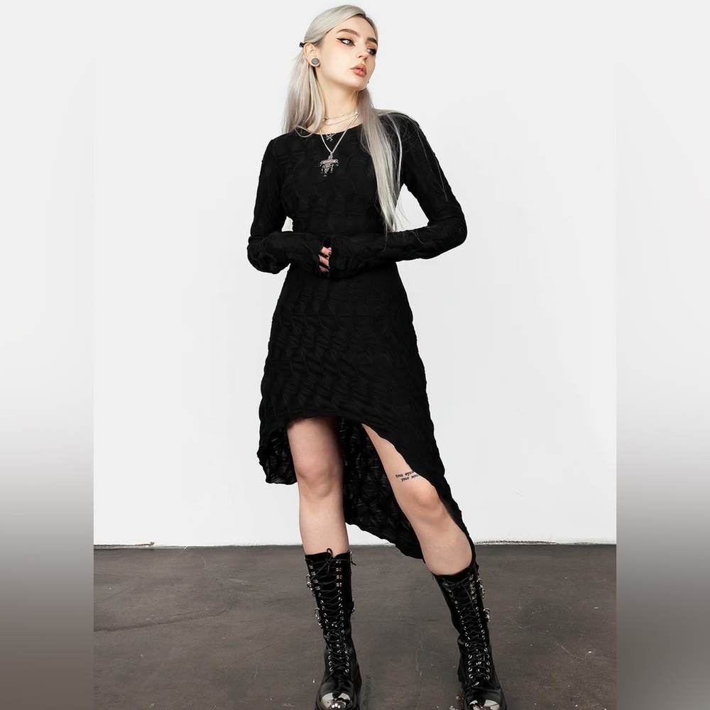 Asymmetric Black Midi Dress, size 2